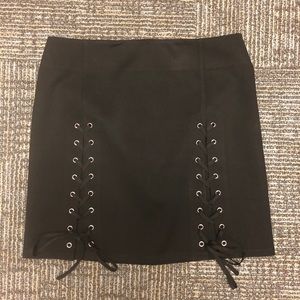 Black skirt with tie front